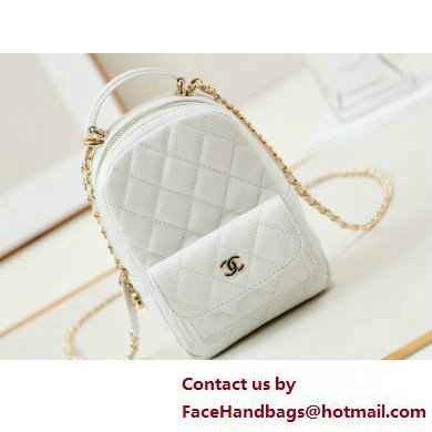 Chanel Grained Calfskin & Gold-Tone Metal Mini Backpack Bag AP3753 White 2025